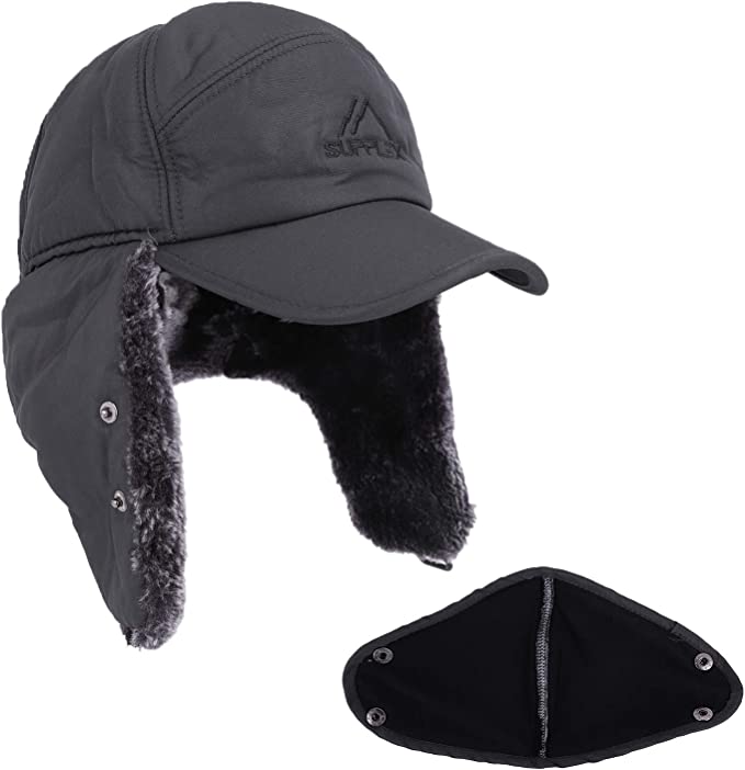 Mens Winter Cold Weather Snow Hat With Ear Flaps And Brim