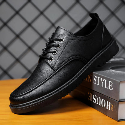 Men's Lace-up Shoes Robust Leather Shoes in Casual Style for Leisure and Everyday use
