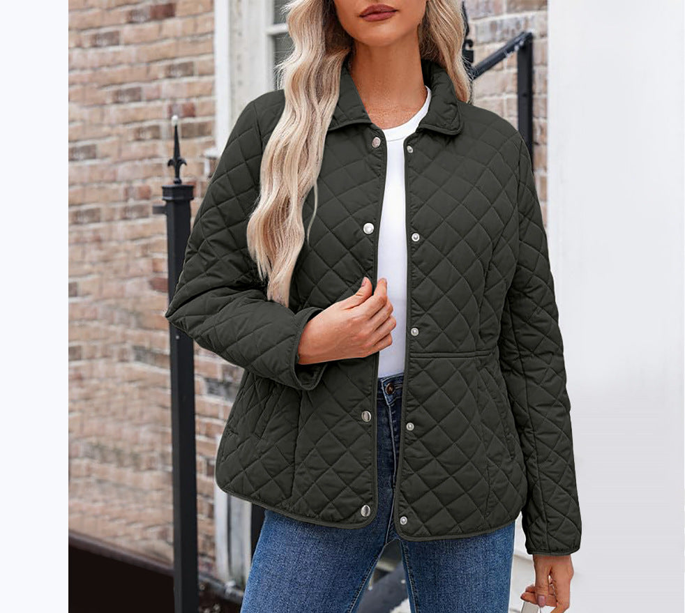 Women's Casual Quilted Lapel Collar Jacket