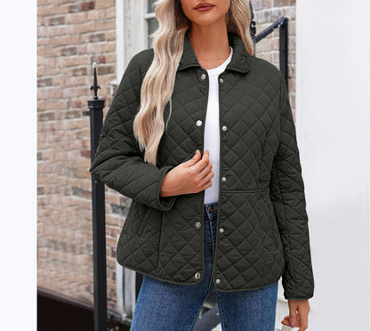 Women's Casual Quilted Lapel Collar Jacket