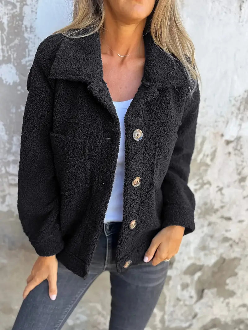 Relaxed Fit Ladies Button Down Coat