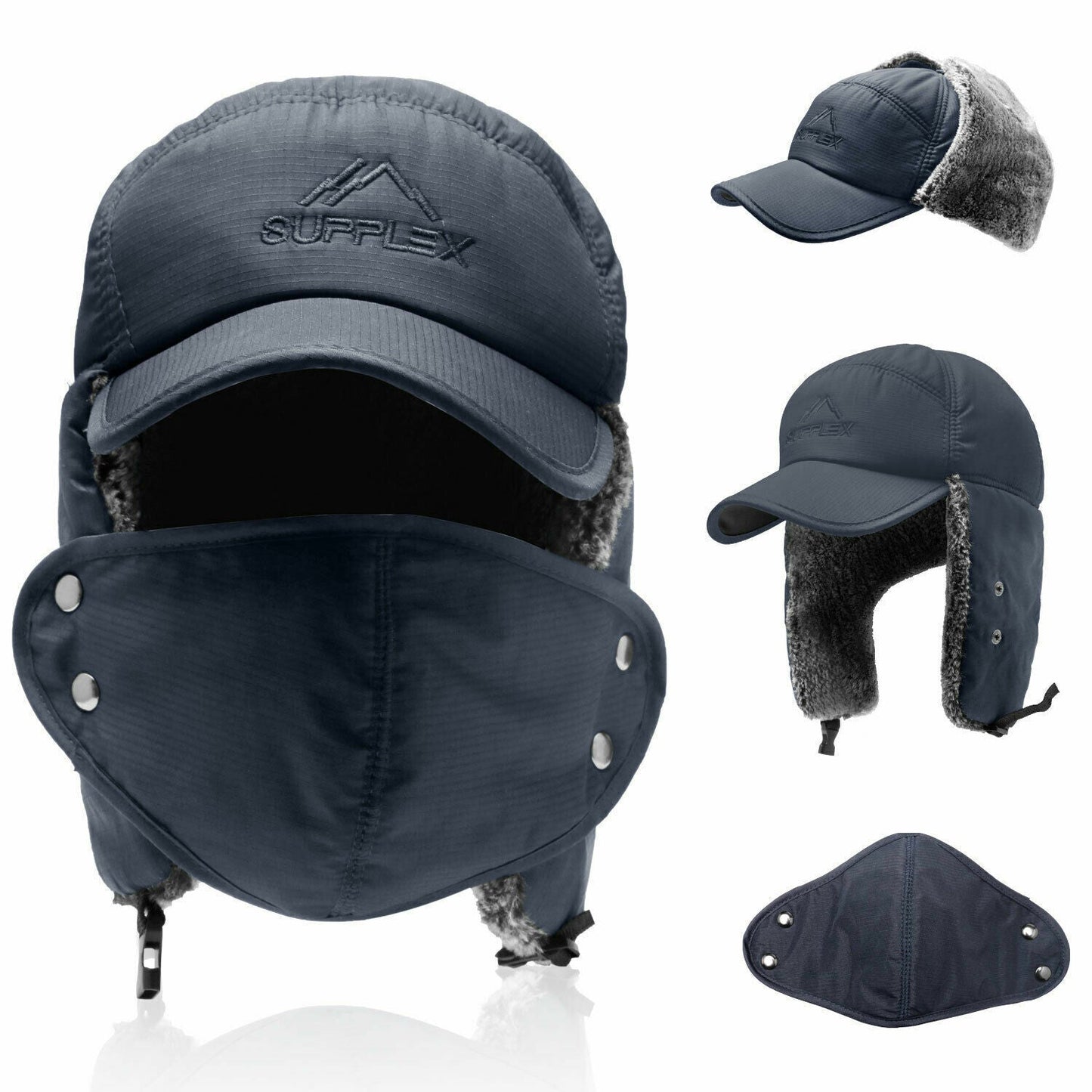 Mens Winter Cold Weather Snow Hat With Ear Flaps And Brim