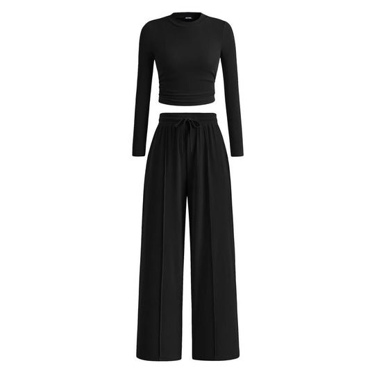 Soft Knit Long Sleeve Crop Top and Legging Set - OutfitLondon