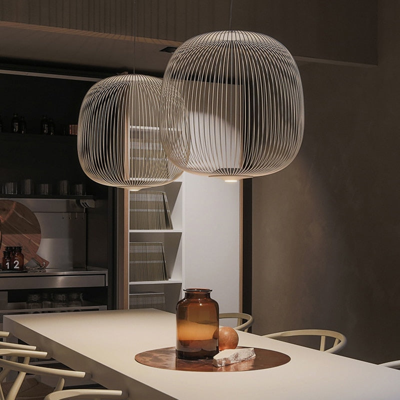 Modern Silver Hanging Light 35cm Wide 135cm High - OutfitLondon