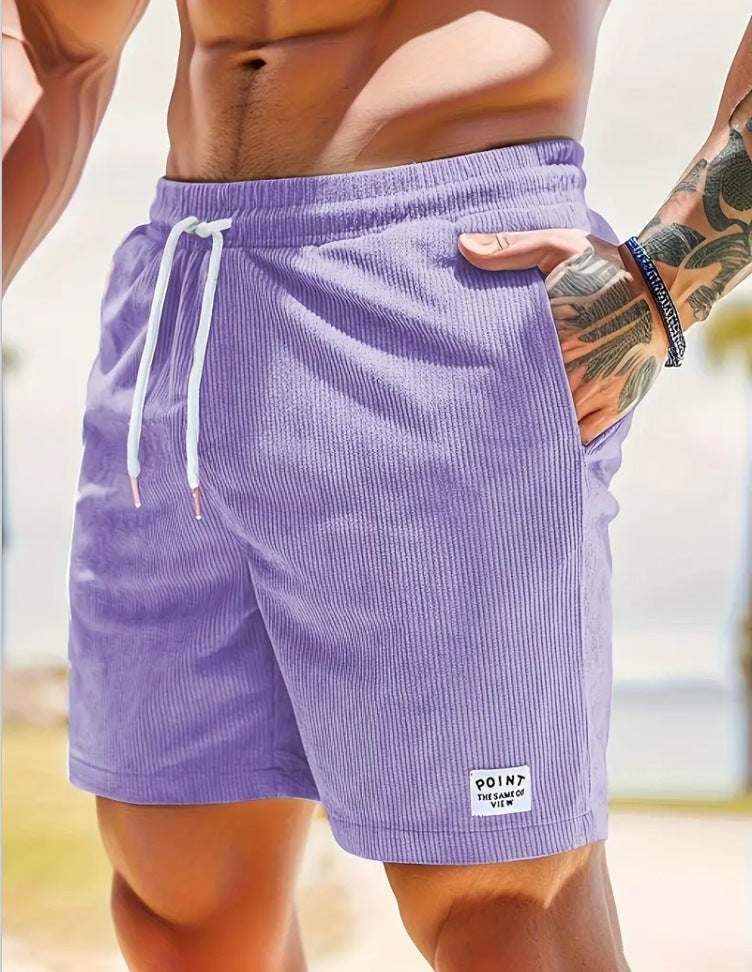 Men's Casual Corduroy Lace-Up Drawstring Shorts