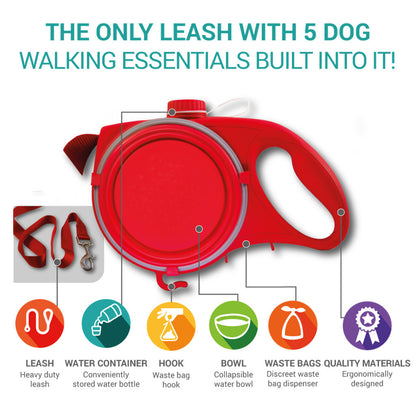 Dog Leash Water Bottle Bowl