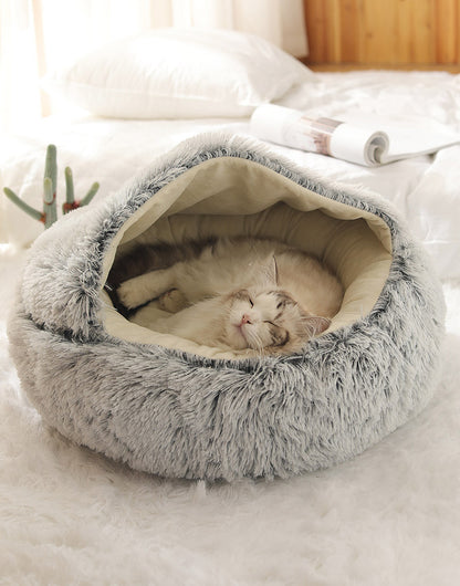 Fluffy Plush Cave Cat Bed