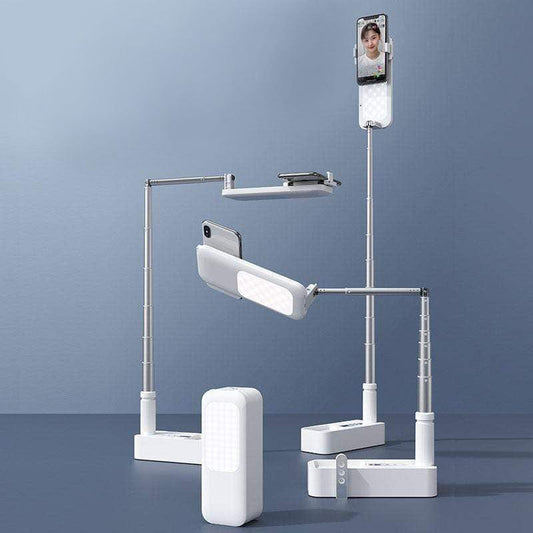 Portable Phone Holder Stand With Wireless Dimmable LED Selfie Fill Light Lamp For Live Video Fill Light Retractable Pho