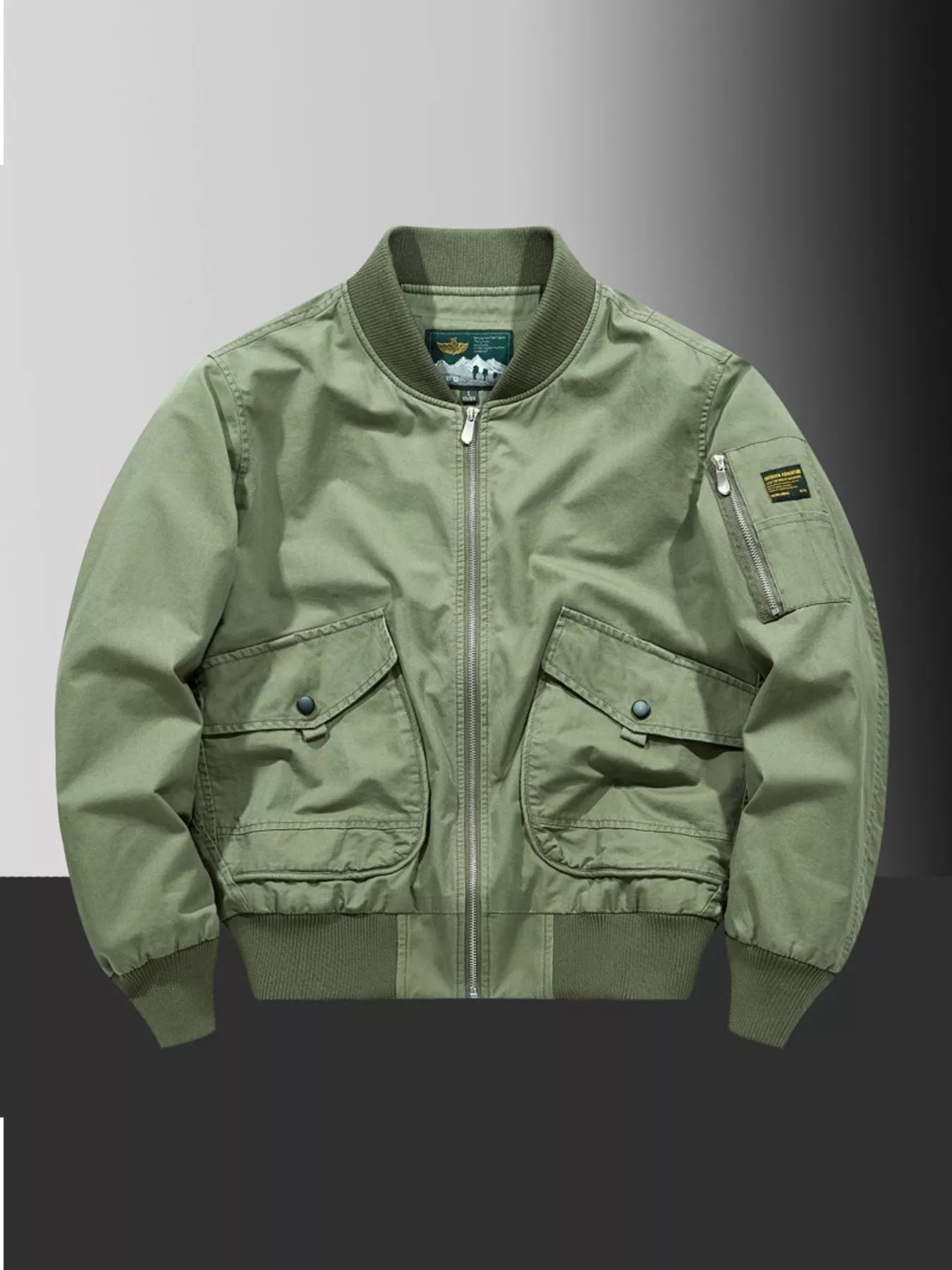 Large Size Mens Zip Up Bomber Jacket - OutfitLondon