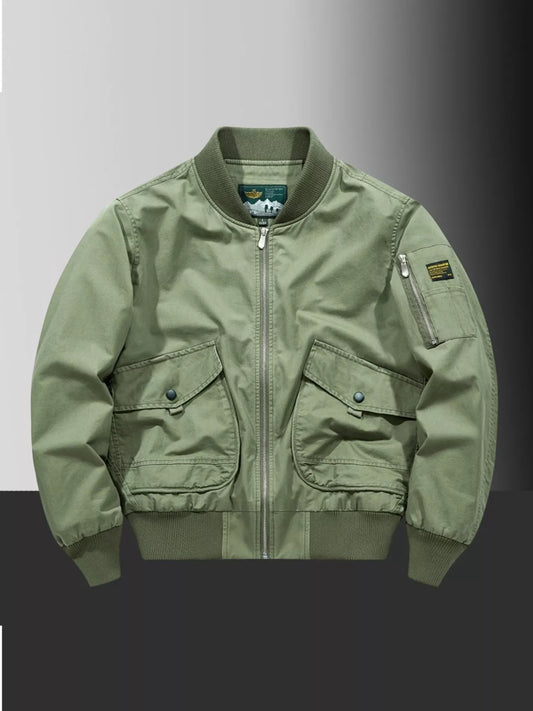Large Size Mens Zip Up Bomber Jacket - OutfitLondon