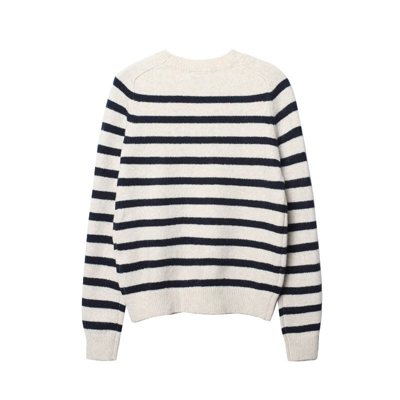 Women's Casual Striped Knit Pullover Sweater