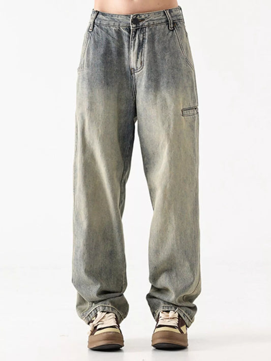 Comfortable Loose Fit Dark Blue Men's Jeans - OutfitLondon