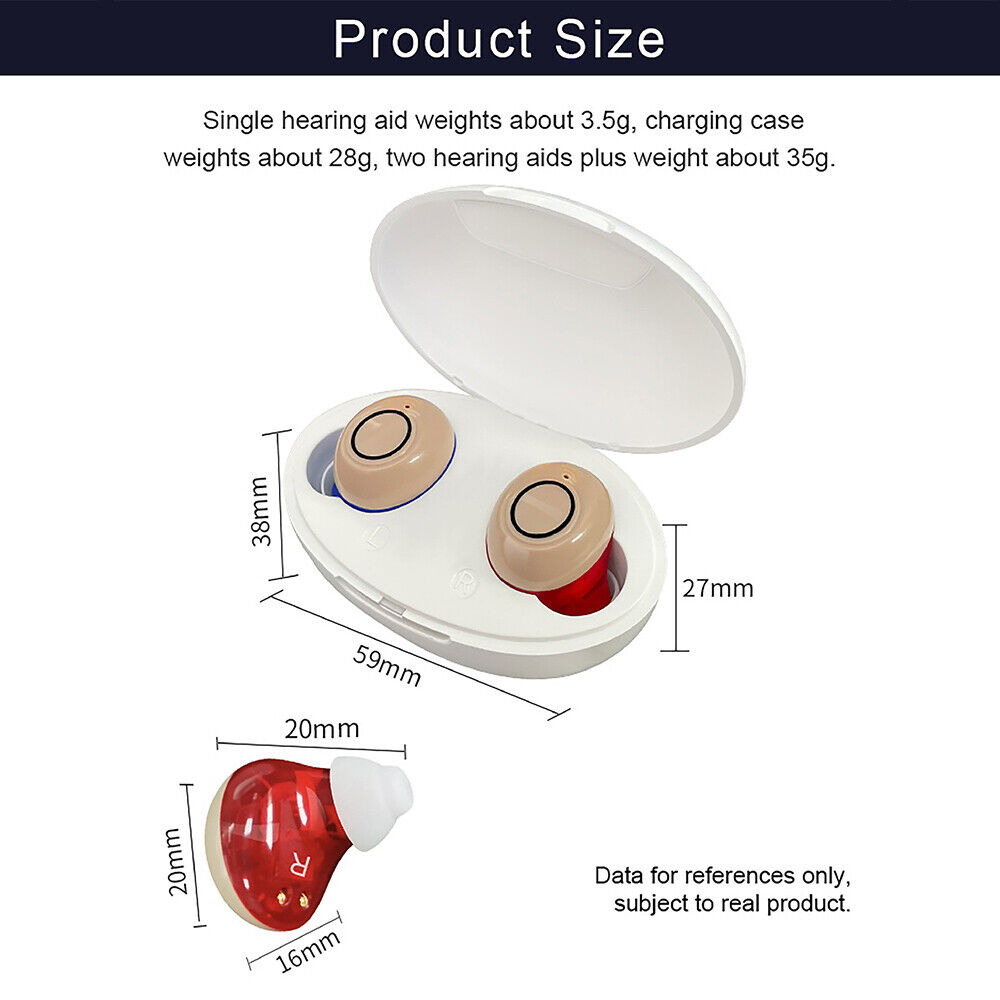 In-Ear Hearing Aids Invisible Enhancer Rechargeable Mini Sound Amplifier UK