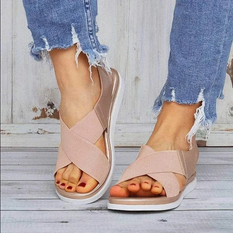 Elastic Flat Bunion Protective Wide Sandals