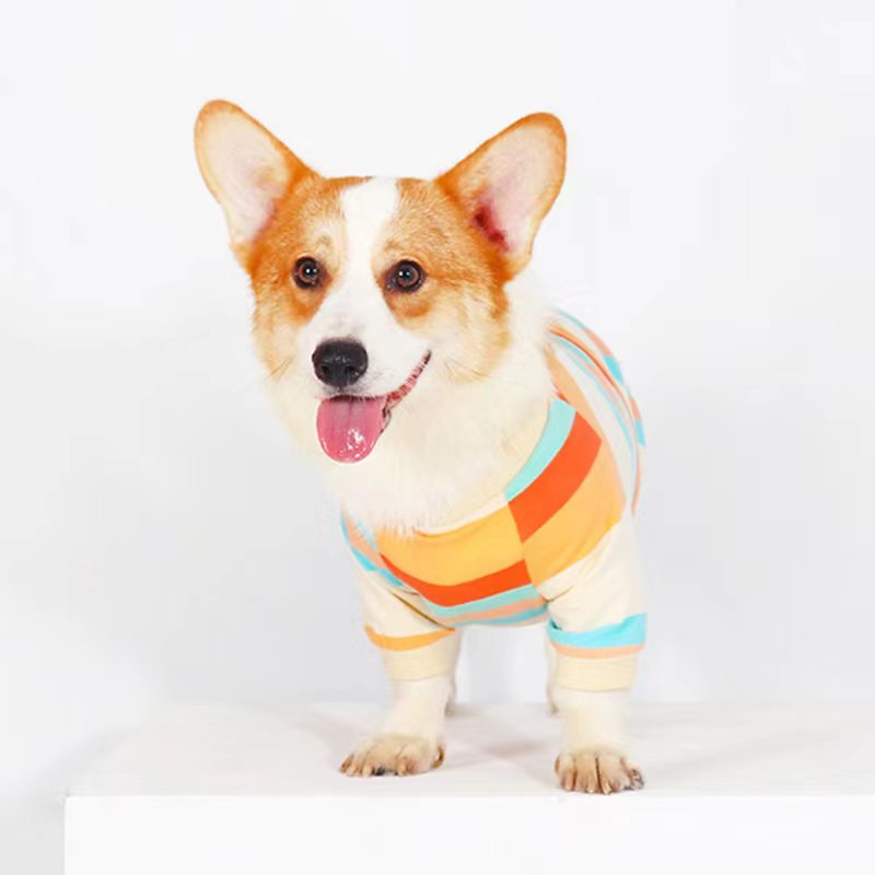 Striped T-shirt Corgi Dog Clothes