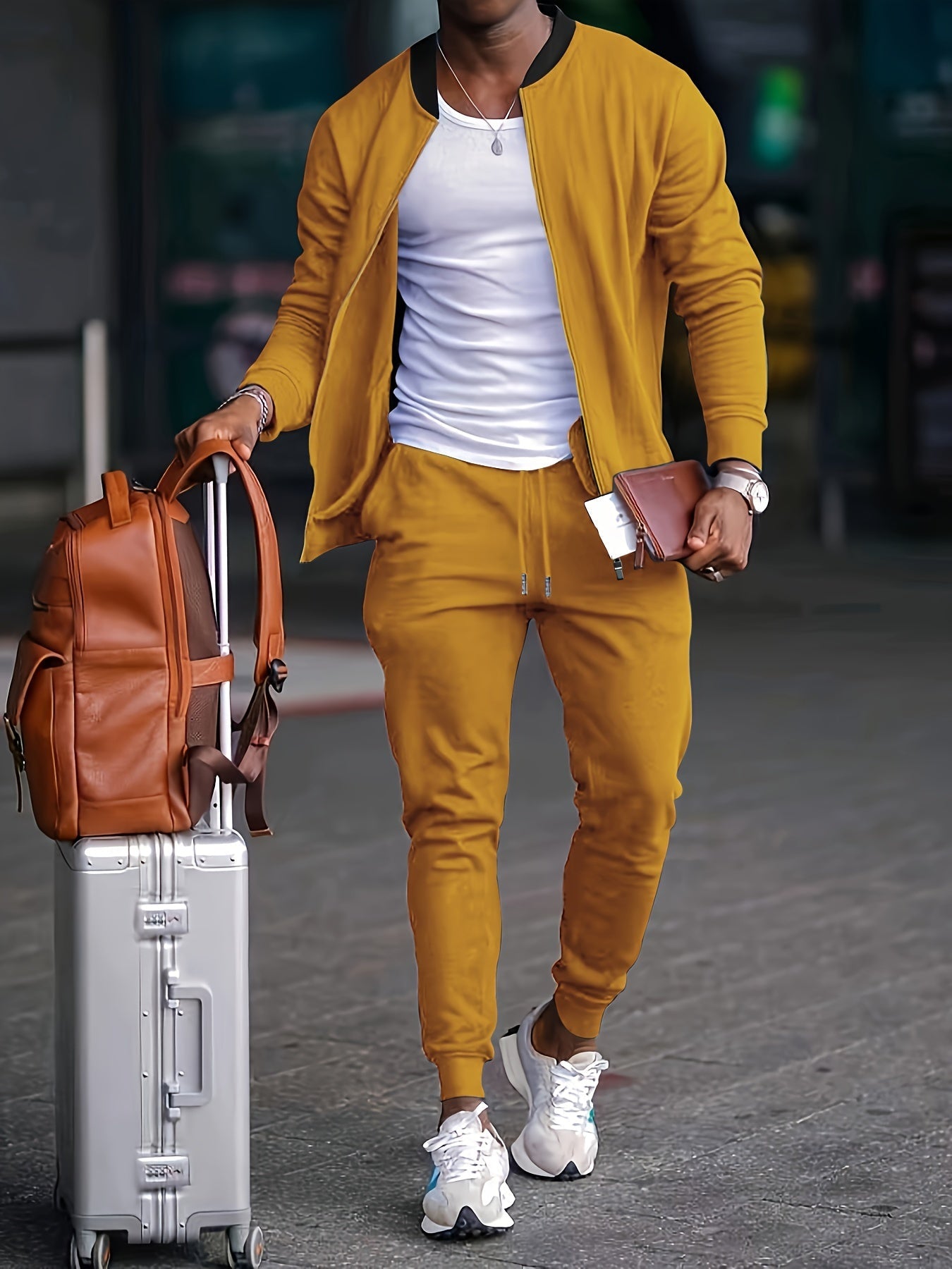 Men's Cozy Fleece Zipper Hooded Suit Set