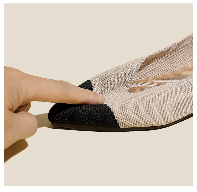Comfortable Classy Knit Cap Toe Flats-Apricot