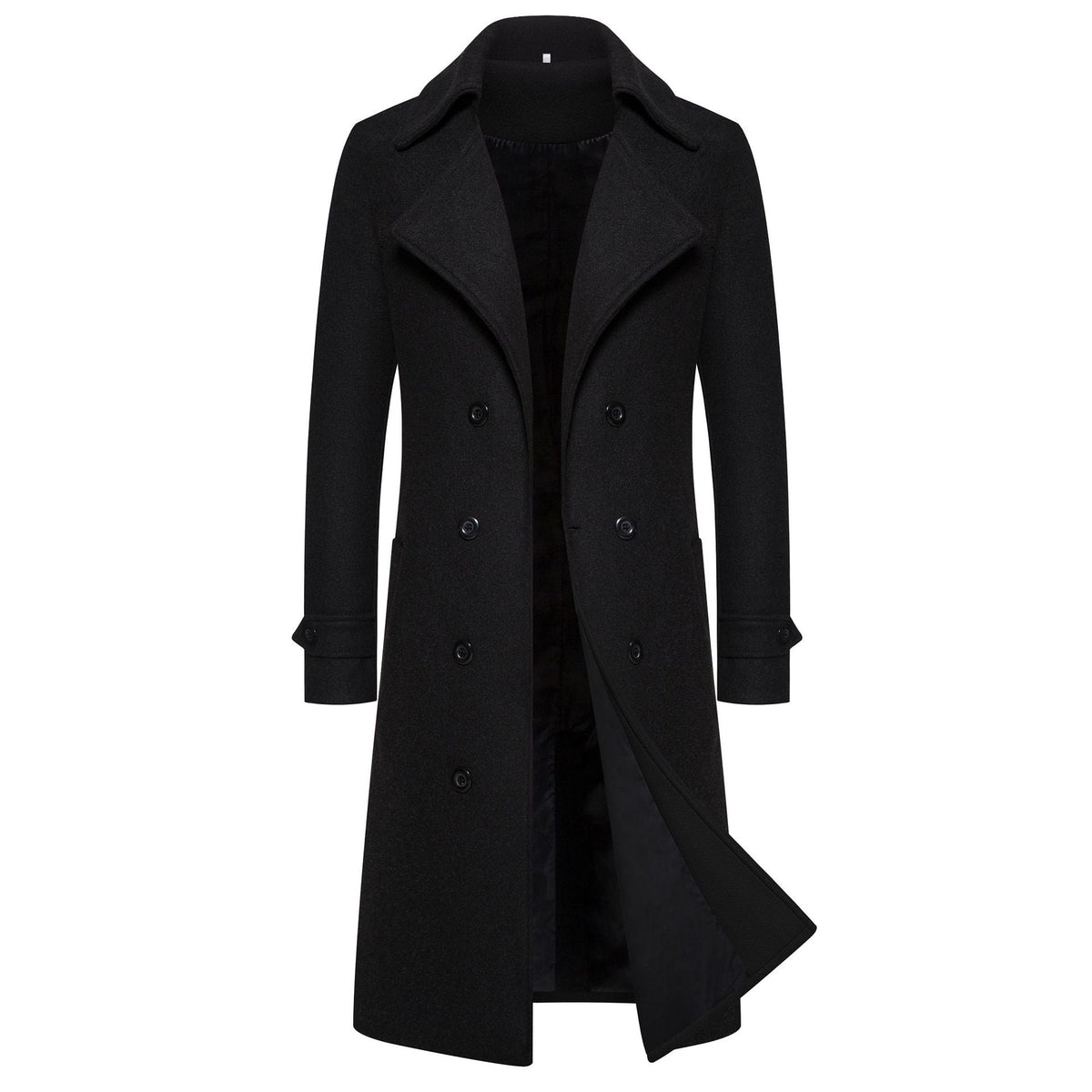 Men's Classic Wool Double Breasted Trench Coat