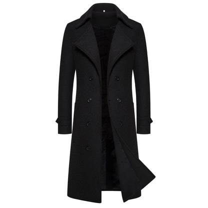 Men's Classic Wool Double Breasted Trench Coat