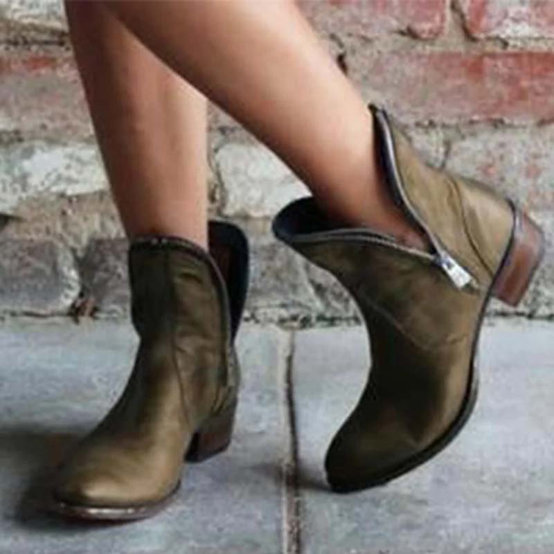 Women's Fashion Low Heel Ankle Boots