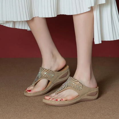 Women Casual Orthopedic Sandals, Crystal Rome Fashion Clip Toe Slippers