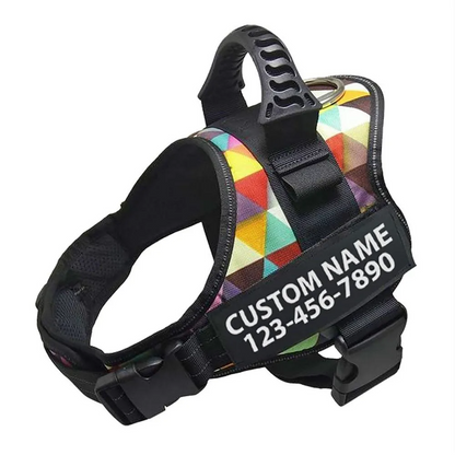 Personalised Dog Harness Strong No Pull Premium Custom Name Reflective Vest
