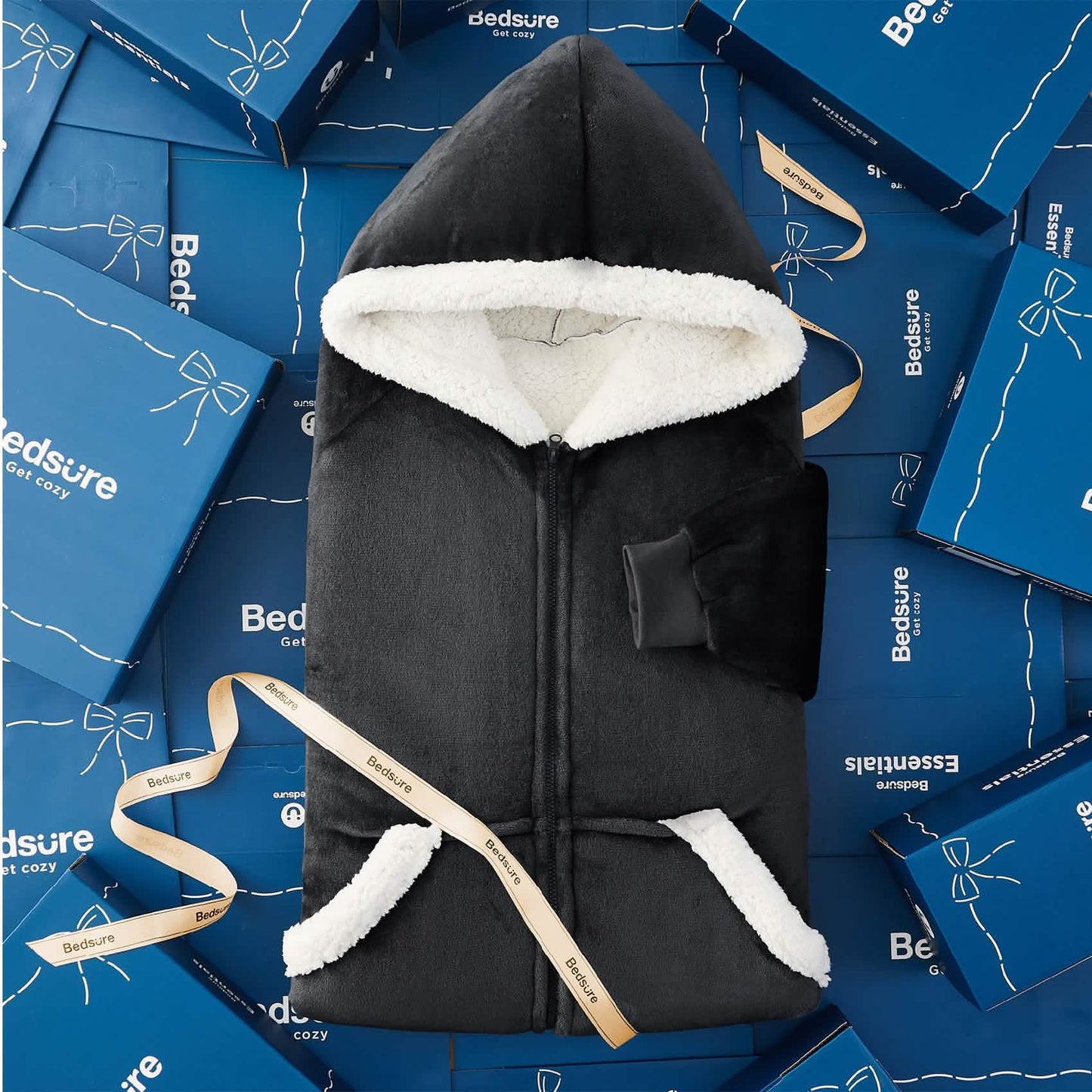 Plush Fleece Wearable Blanket Hoodie - Warm Zip Up