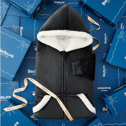 Plush Fleece Wearable Blanket Hoodie - Warm Zip Up