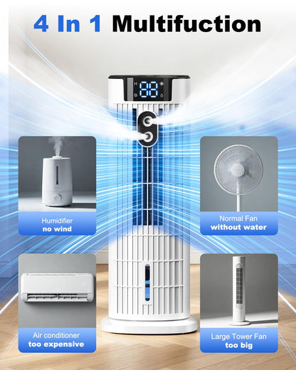 4-in-1 Portable Air Cooler with Remote Control & Mist Function