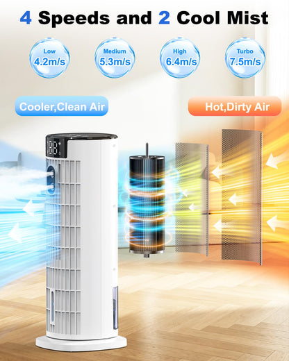 4-in-1 Portable Air Cooler with Remote Control & Mist Function
