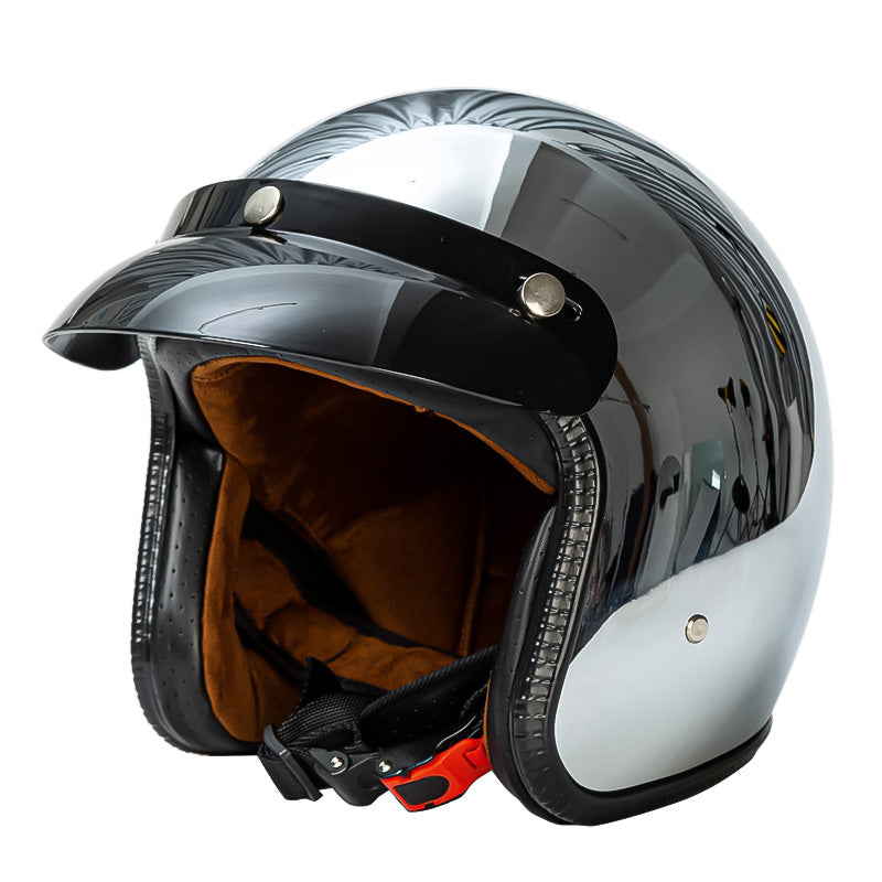 Retro Chrome Open Face Motorcycle Helmet