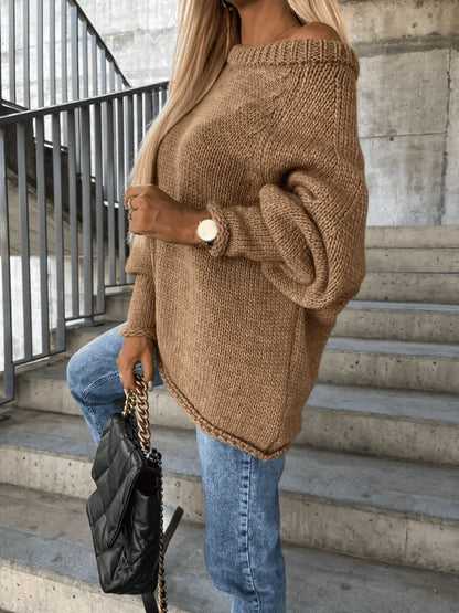 Relaxed Fit Women's Off Shoulder Sweater
