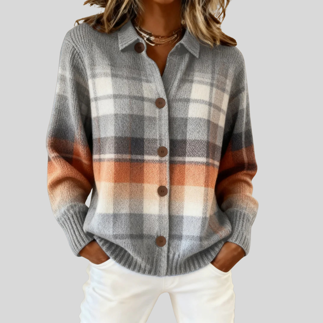 Classic Plaid Open Front Cardigan - OutfitLondon