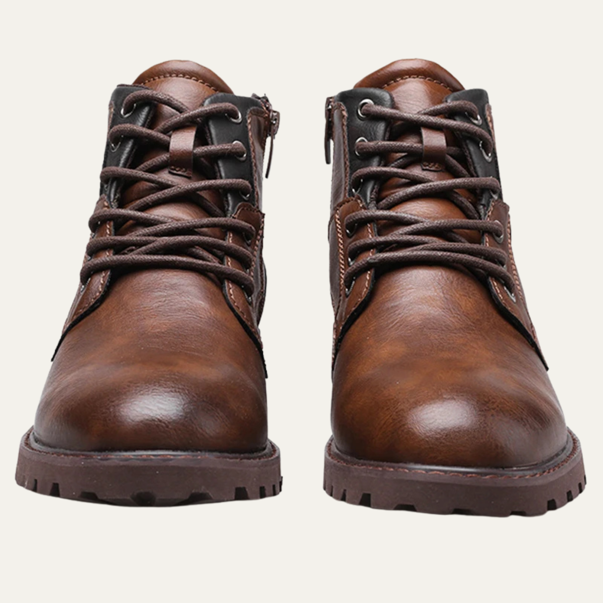 Classic Men's Brown Leather Lace Boots