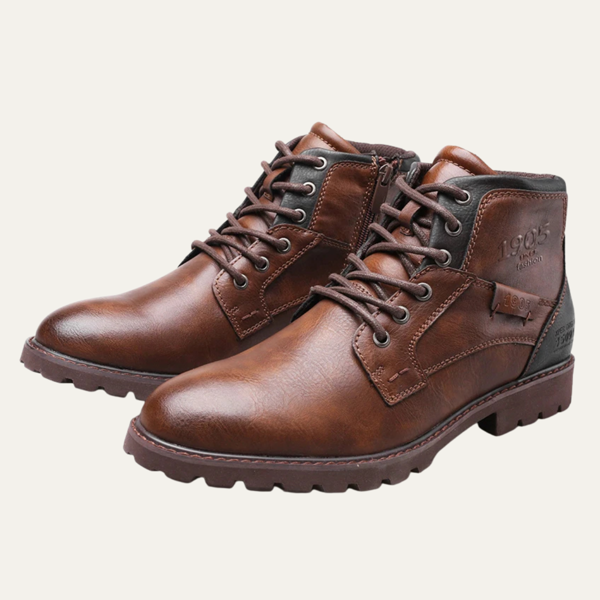 Classic Men's Brown Leather Lace Boots - OutfitLondon