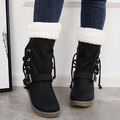 Mid Calf Winter Pull on Booties Mid Knee High Snow Boots