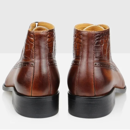 Classic Men's Pointed Toe Leather Ankle Boots