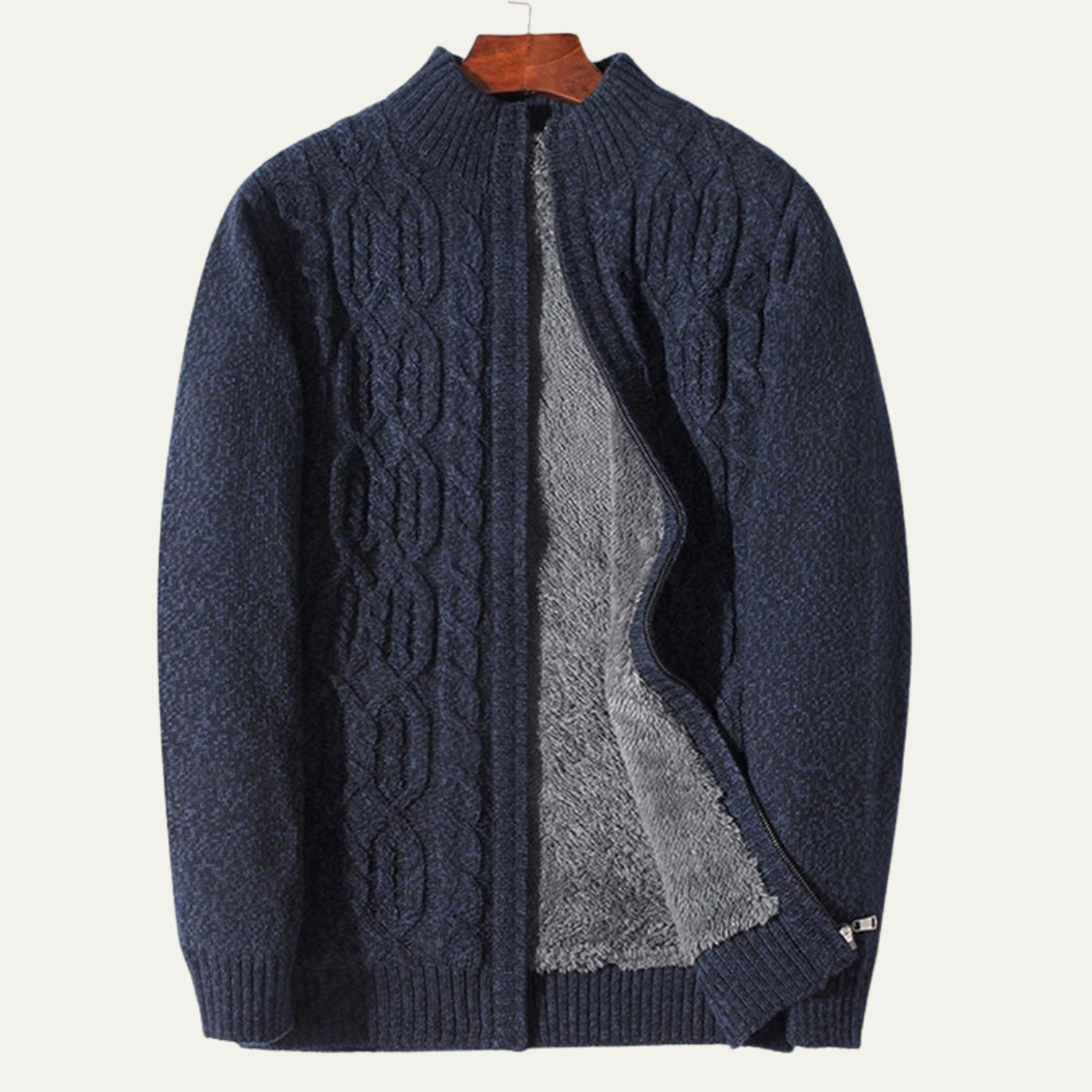 Cozy Mens Thick Fleece Knit Wool Sweater Cardigan