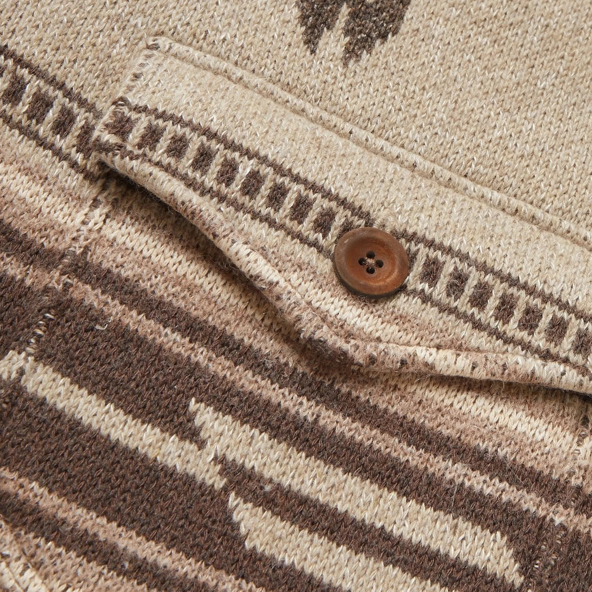 Men's Crew Neck Ethnic Pattern Sweater Jacket