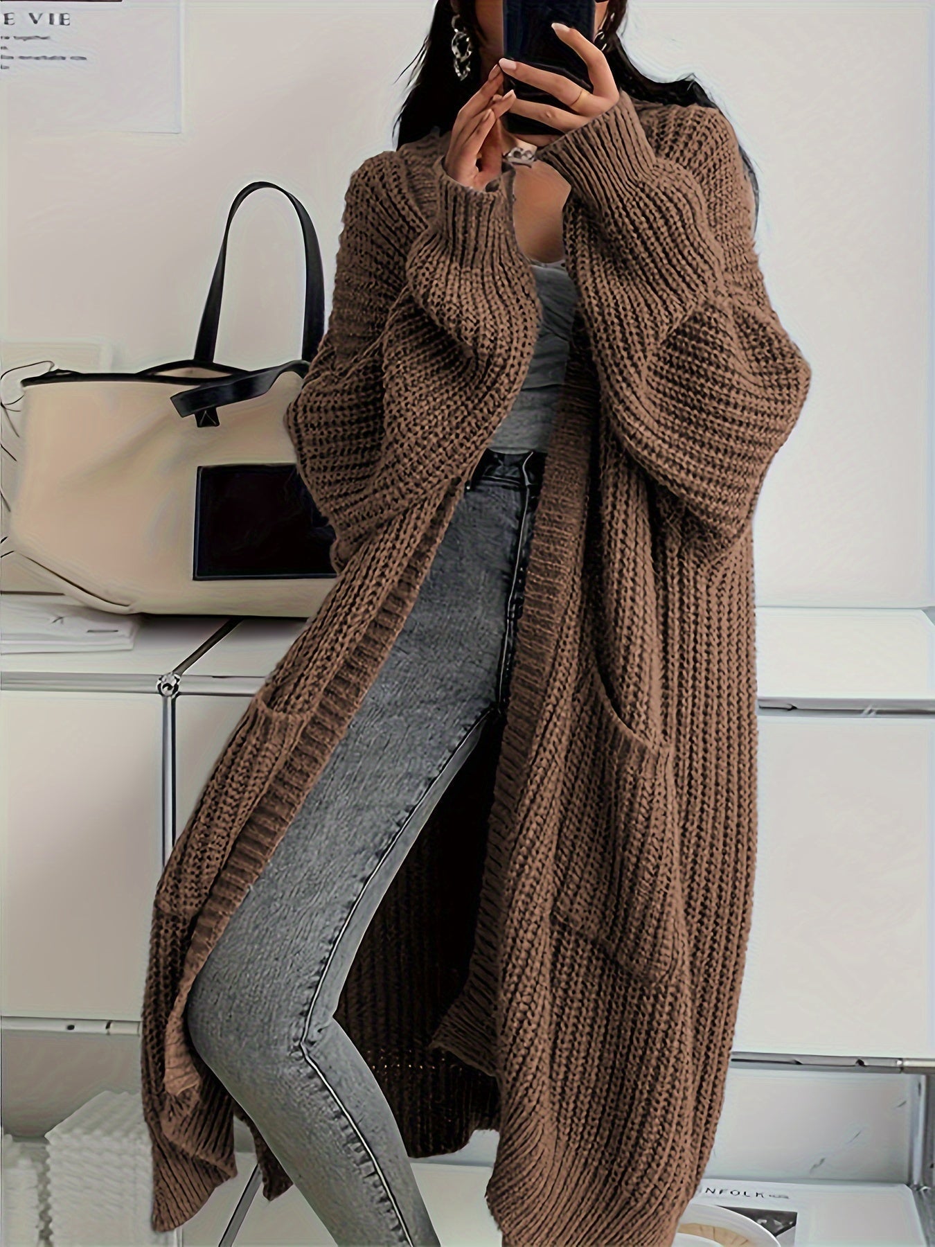 Soft Large Pocket Ladies Wool Sweater Cardigan