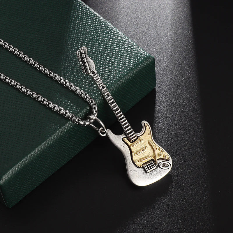 Acoustic Guitar Shaped Pendant Necklace - OutfitLondon