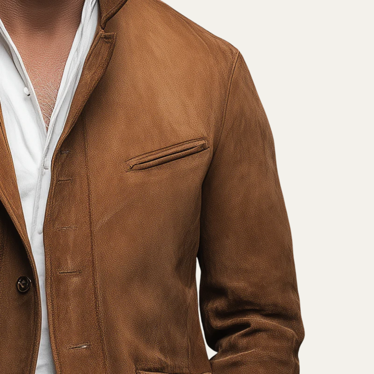 Classic Tan Suede Men's Blazer Jacket - Elegant Office Wear