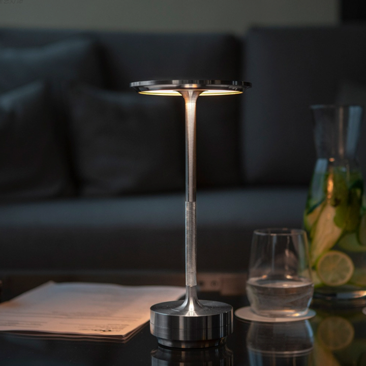 Metallic Cordless Rechargeable Table Lamp& Waterproof Desk Light