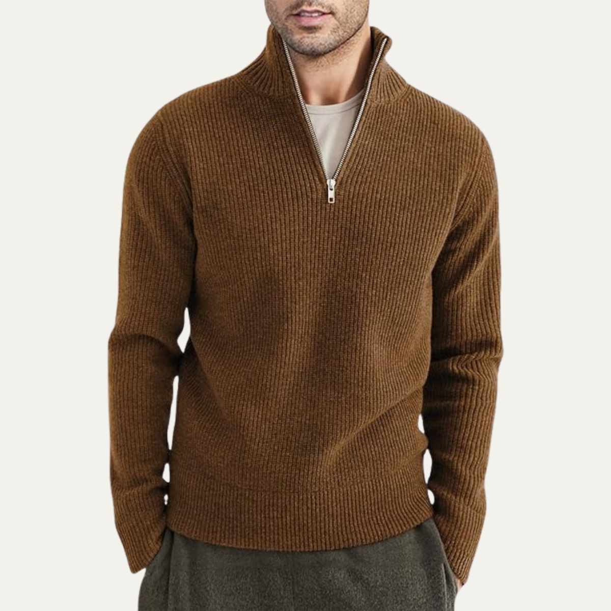 Classic Men's Quarter Zip Knitted Sweater