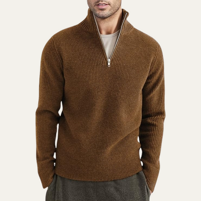 Classic Men's Quarter Zip Knitted Sweater