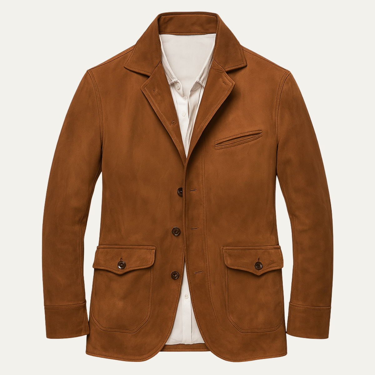 Classic Tan Suede Men's Blazer Jacket - Elegant Office Wear - OutfitLondon