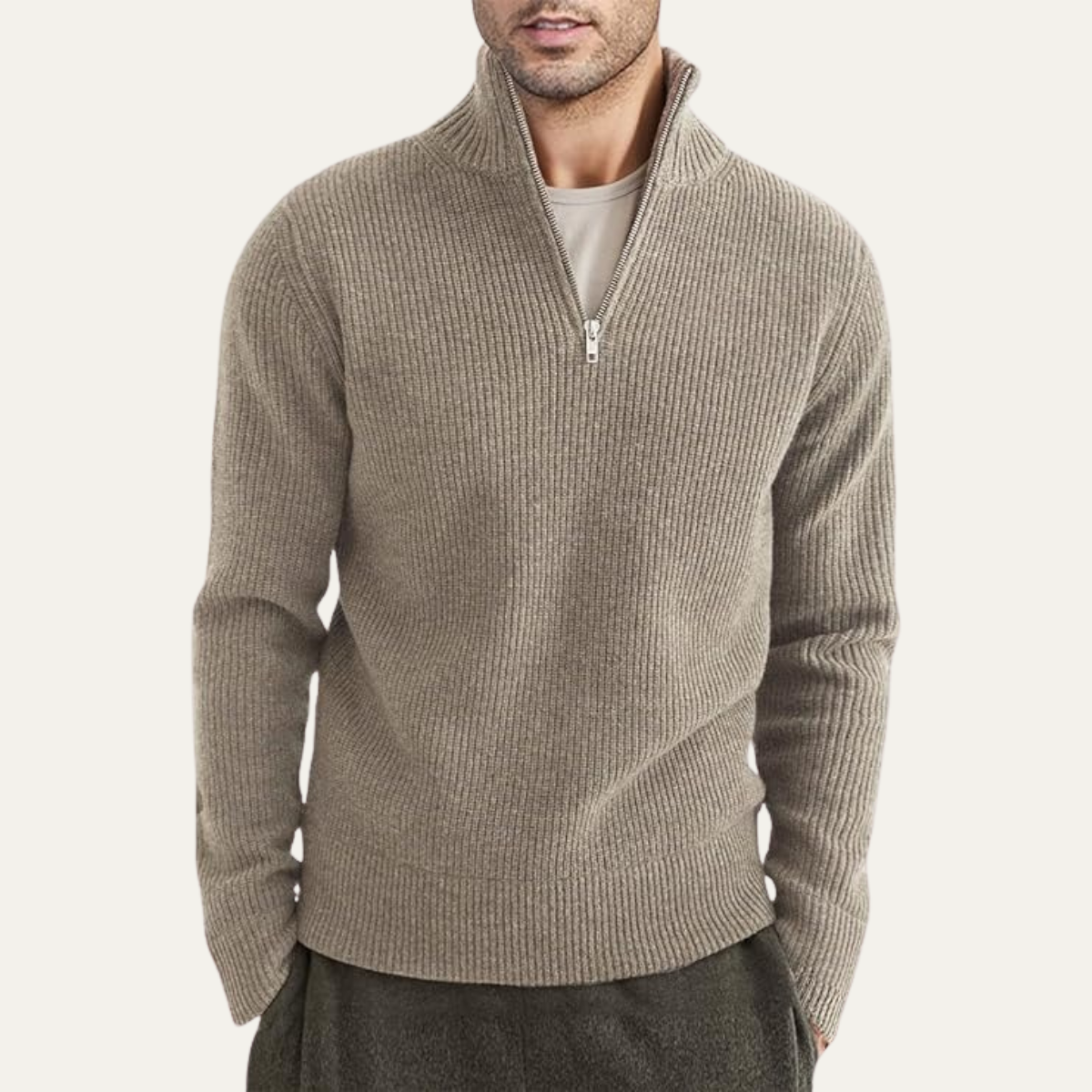 Classic Men's Quarter Zip Knitted Sweater
