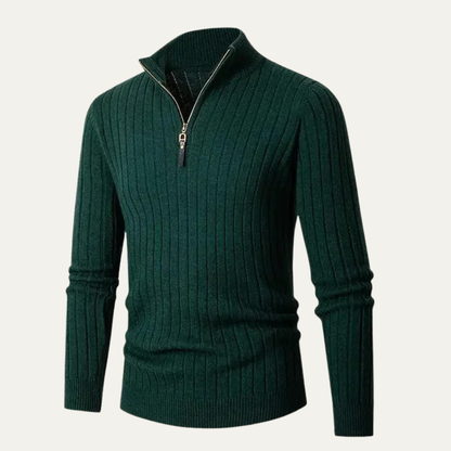 Men's Slim Fit Crew Neck Knit Half Zip Sweater