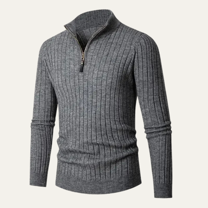 Men's Slim Fit Crew Neck Knit Half Zip Sweater