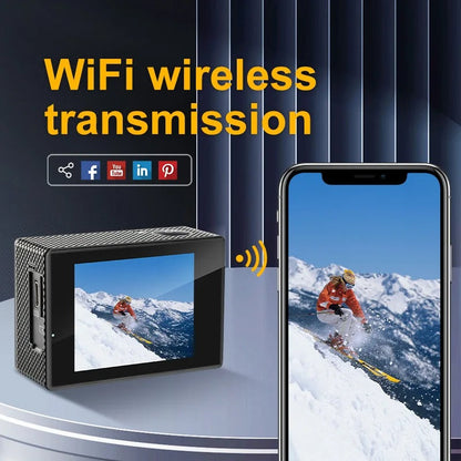 4K Ultra HD Sport Pro Camera - Wifi Enabled and Waterproof for Vlogging and Outdoor Sports